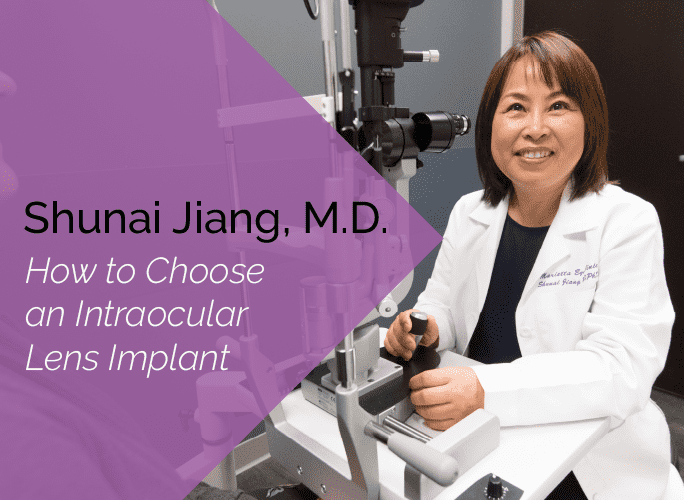 Dr. Jiang is an ophthalmologist, cataract surgeon, and glaucoma specialist at the Marietta Eye Clinic.