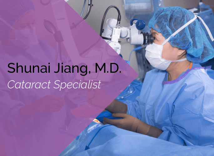 Dr. Jiang is an ophthalmologist, cataract surgeon, and glaucoma specialist at the Marietta Eye Clinic.