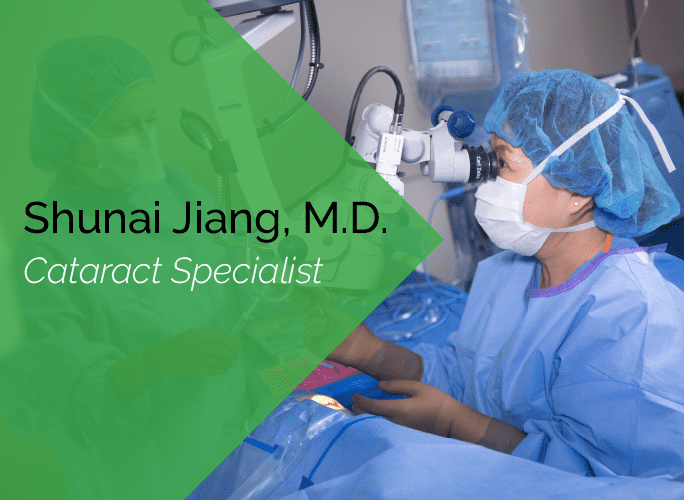 Dr. Jiang is an ophthalmologist, cataract surgeon, and glaucoma specialist at the Marietta Eye Clinic.