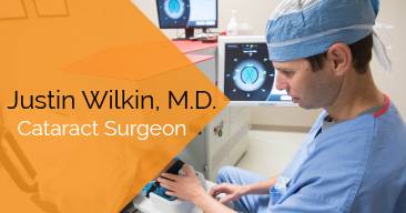 Justin Wilkin, M.D. provides cataract surgery services at the Marietta Eye Clinic.