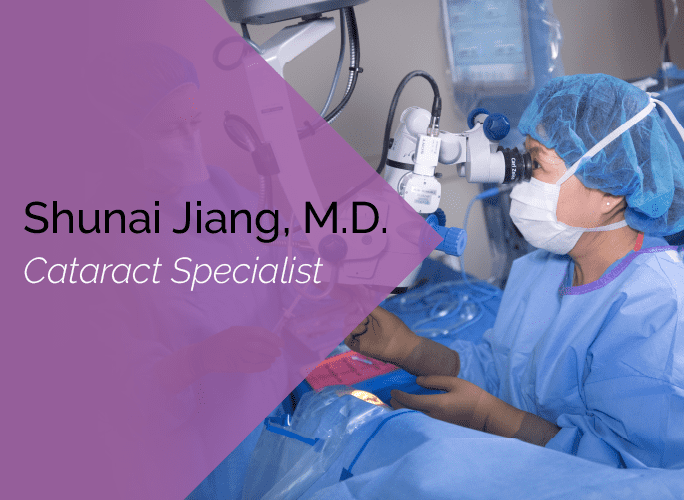 Dr. Jiang is an ophthalmologist, cataract surgeon, and glaucoma specialist at the Marietta Eye Clinic.