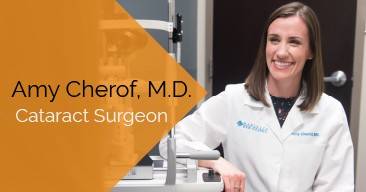 Amy Cherof, MD provides cataract surgery services at the Marietta Eye Clinic.