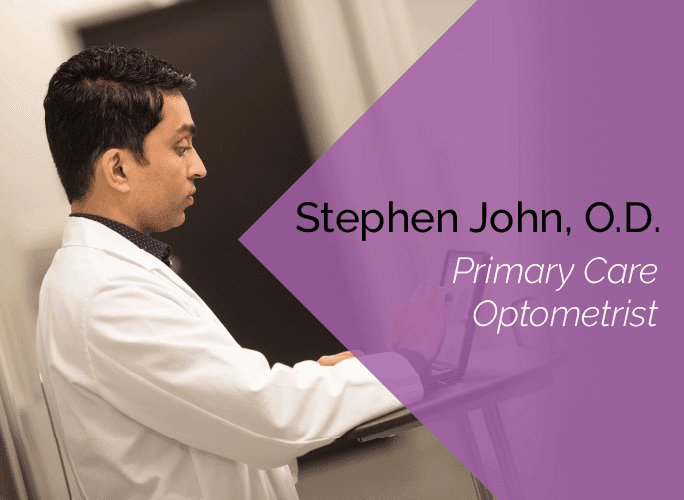 Dr. Stephen John is a primary care optometrist who provides ocular disease care and ocular surgery co-management at the Marietta Eye Clinic.