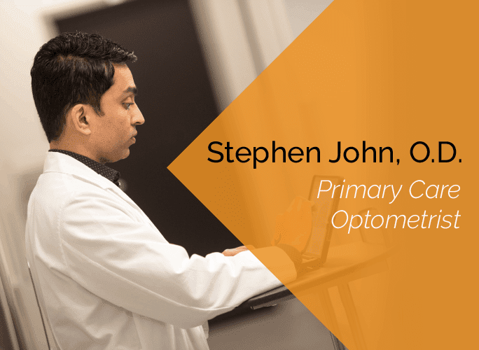 Dr. Stephen John is a primary care optometrist who provides ocular disease care and ocular surgery co-management at the Marietta Eye Clinic.