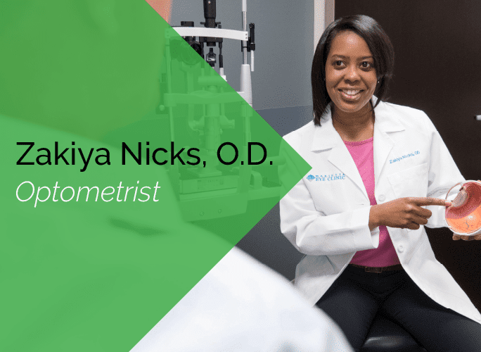 Dr. Zakiya Nicks is a primary care optometrist at the Marietta Eye Clinic who also provides ocular disease care and ocular surgery co-management.